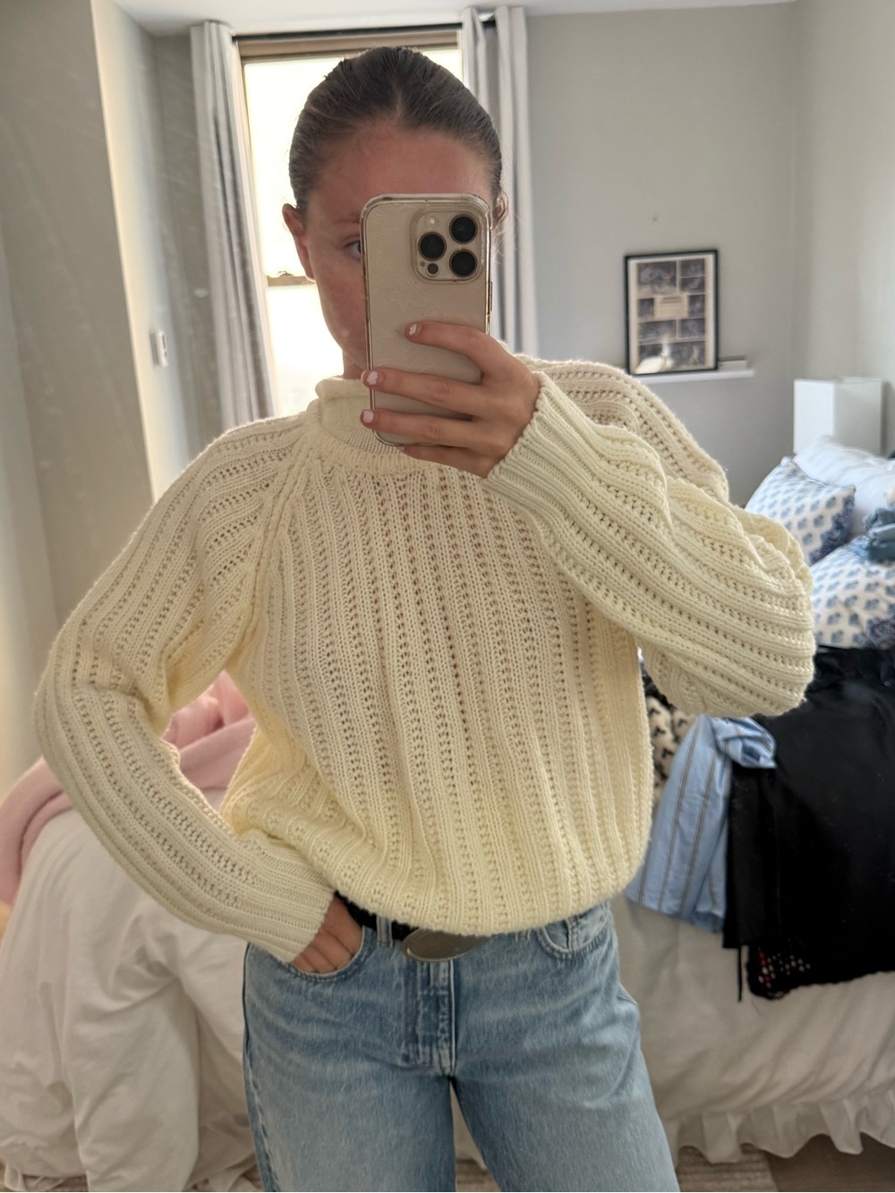 Vintage Rollneck Cream Chunky Sweater